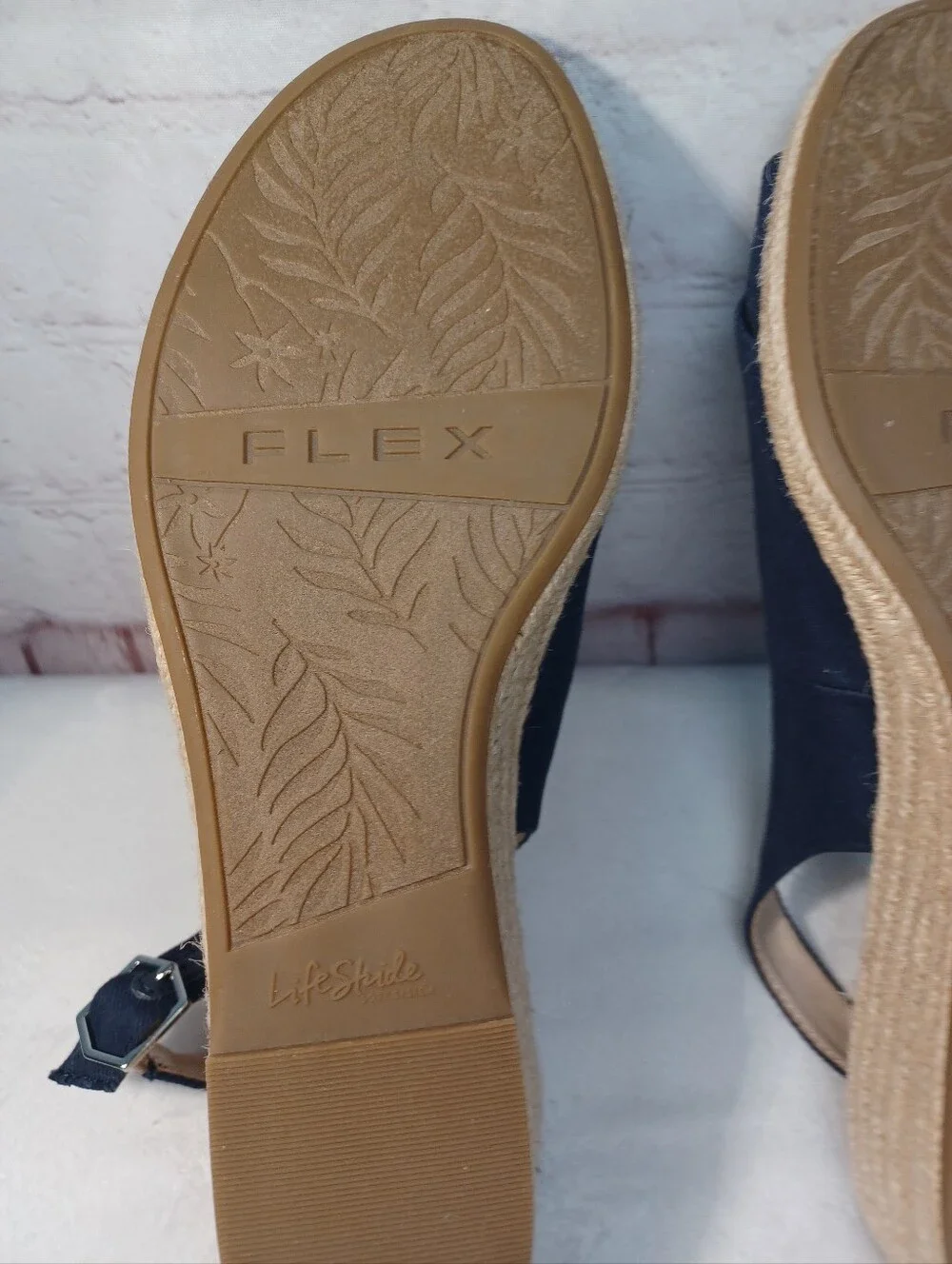 lifestyle navy espadrille wedge sandals slingback peep toe women's 10w